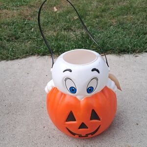 1995 CASPER The Friendly Ghost  HALLOWEEN BUCKET Candy Pumpkin Empire Blow Mold